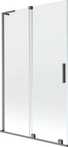 Mexen Velar L 2-szárnyú, eltolható zuhanyfal 110 x 150 cm, átlátszó, gun gray kefélt - 896-110-003-01-66