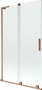 Mexen Velar L 2-szárnyú tolófürdőszobai paraván 110 x 150 cm, átlátszó, kefélt réz - 896-110-003-01-65