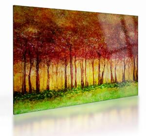 Kép - Lombhullató erdő festménye (üvegen) (70x50 cm)