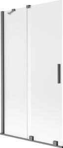 Mexen Velar kádparaván 2-szárnyú toló 100 x 150 cm, dér, gun gray kefe - 896-100-000-31-66