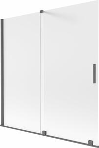 Mexen Velar 2-szárnyú toló kádparaván 160 x 150 cm, zúzmara, gun gray csiszolt - 896-160-000-31-66