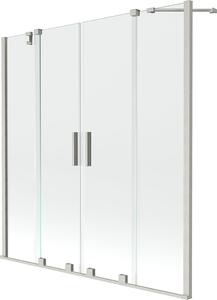 Mexen Velar Duo kétrészes, 2 szárnyú, elhúzható kádparaván 160 x 150 cm, átlátszó, matt nikkel - 896-160-000-02-97