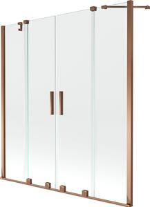 Mexen Velar Duo kádparaván, 2 szárnyú tolható 150 x 150 cm, átlátszó, rózsaarany - 896-150-000-02-60