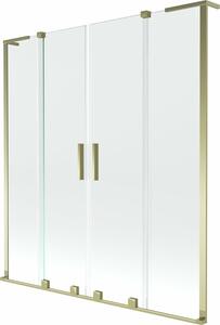 Mexen Velar L Duo kádparaván 2 szárnyú tolóajtóval 150 x 150 cm, átlátszó, arany - 896-150-003-02-50