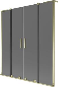 Mexen Velar L Duo fürdőkád paraván, 2 szárnyú tolóajtós, 150 x 150 cm, grafit, arany - 896-150-003-42-50