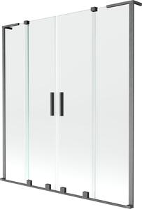 Mexen Velar L Duo 2 szárnyas toló zuhanyparaván 140 x 150 cm, áttetsző, szálcsiszolt szürke - 896-140-003-02-66