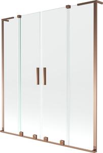 Mexen Velar L Duo kád paraván, 2-szárnyú toló, 140 x 150 cm, átlátszó, rózsaszín arany - 896-140-003-02-60