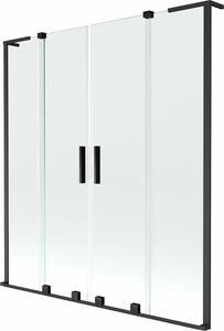 Mexen Velar L Duo fürdőkád paraván 2-szárnyú tolóajtó 150 x 150 cm, átlátszó, fekete - 896-150-003-02-70