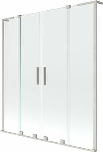 Mexen Velar L Duo kétpaneles, tolóajtós kádparaván 150 x 150 cm, átlátszó, kefélt nikkel - 896-150-003-02-97