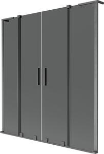 Mexen Velar L Duo 2-szárnyú, tolható fürdőkád paraván 150 x 150 cm, grafit, kefe szürke - 896-150-003-42-66