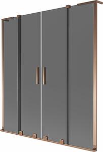 Mexen Velar L Duo 2-szárnyas tolóajtós fürdőkád paraván 150 x 150 cm, grafit, rózsaarany - 896-150-003-42-60