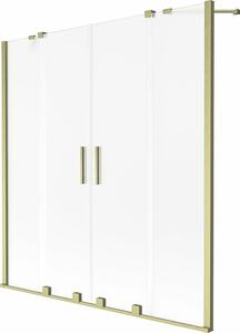 Mexen Velar Duo kétszárnyú toló kádparaván 140 x 150 cm, homokfújt, arany kefés - 896-140-000-32-55