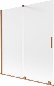 Mexen Velar 2-paneles, tolóajtós fürdőkád paraván 150 x 150 cm, dér, kefélt réz - 896-150-000-31-65
