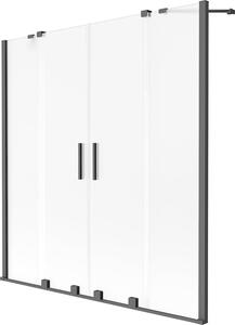 Mexen Velar Duo 2-szárnyú fürdőkád paraván 150 x 150 cm, fagyos, gun metal - 896-150-000-32-95