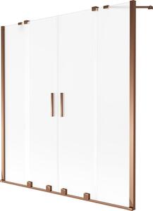Mexen Velar Duo 2-szárnyú, toló fürdőkád paraván 140 x 150 cm, matt, rózsaarany - 896-140-000-32-60
