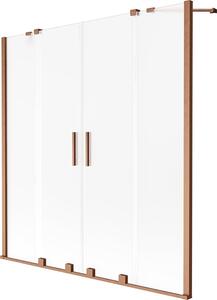 Mexen Velar Duo kétszárnyú eltolható kádparaván 140 x 150 cm, fagyos, kefe réz - 896-140-000-32-65