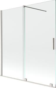 Mexen Velar 2-szárnyú, toló fürdőszobai paraván 150 x 150 cm, átlátszó, kefélt nikkel - 896-150-000-01-97