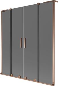 Mexen Velar L Duo 2-szárnyú toló kádparaván 140 x 150 cm, grafit, rózsaarany - 896-140-003-42-60