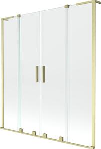 Mexen Velar L Duo kádparaván 2-szárnyú tolóajtós 140 x 150 cm, átlátszó, arany kefélt - 896-140-003-02-55