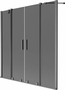 Mexen Velar Duo kétszárnyú eltolható fürdőkádparaván 140 x 150 cm, grafit, gun gray csiszolt - 896-140-000-42-66