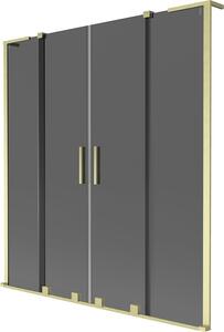 Mexen Velar L Duo kádparaván, 2-szárnyú tolóajtós 160 x 150 cm, grafit, arany kefélt - 896-160-003-42-55