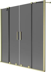 Mexen Velar Duo kétszárnyú fürdőkád paraván 140 x 150 cm, grafit, arany kefe - 896-140-000-42-55