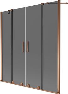 Mexen Velar Duo kétszárnyú, 140 x 150 cm-es eltolható kádparaván, grafit, rózsaarany - 896-140-000-42-60