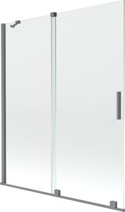 Mexen Velar 2-szárnyú toló fürdőkád paraván 140 x 150 cm, átlátszó, sötétszürke - 896-140-000-01-95
