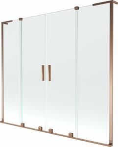 Mexen Velar L Duo fürdőkád paraván 2 szárnyas toló 170 x 150 cm, átlátszó, rózsaszín arany - 896-170-003-02-60