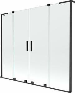 Mexen Velar L Duo kétszárnyú, toló rendszerű fürdőkád válaszfal 180 x 150 cm, átlátszó, fekete - 896-180-003-02-70