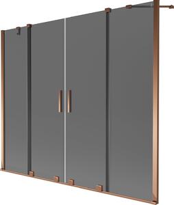 Mexen Velar Duo 2-szárnyú tolható fürdőkád paraván 180 x 150 cm, grafit, rózsaarany - 896-180-000-42-60