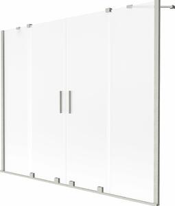 Mexen Velar Duo kádparaván 2-szárnyú toló 180 x 150 cm, zúzott jég, kefélt nikkel - 896-180-000-32-97