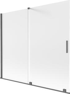 Mexen Velar két szárnyú, toló fürdőkádparaván 180 x 150 cm, ködös, kefe gun gray - 896-180-000-31-66
