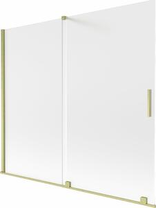 Mexen Velar fürdőszobai tolóajtó 2 szárnyú, 180 x 150 cm, deres, arany kefe - 896-180-000-31-55
