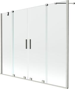 Mexen Velar Duo kétszárnyú tolható kádparaván 180 x 150 cm, áttetsző, kefélt nikkel - 896-180-000-02-97
