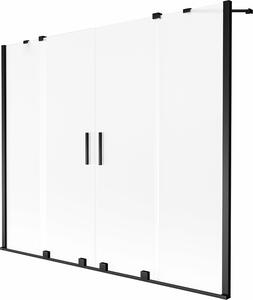 Mexen Velar Duo kádparaván 2 szárnyú tolóajtós 170 x 150 cm, zúzott üveg, fekete - 896-170-000-32-70