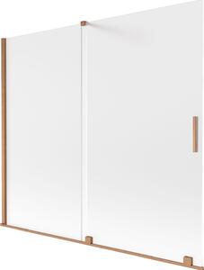 Mexen Velar 2-szárnyú, 180 x 150 cm-es, toló, fagyott, kefézett réz zuhanyfal - 896-180-000-31-65