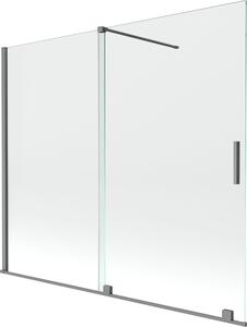 Mexen Velar 2 szárnyú, tolható zuhanyfal 180 x 150 cm, átlátszó, gun metal - 896-180-000-01-95
