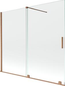 Mexen Velar 2-részes eltolható fürdőszobai paraván 180 x 150 cm, átlátszó, kefevert réz - 896-180-000-01-65
