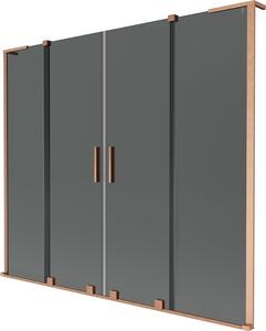 Mexen Velar L Duo 2-paneles tolóajtó fürdőkád paraván 170 x 150 cm, grafit, kefe réz - 896-170-003-42-65
