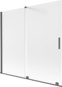 Mexen Velar kádparaván 2 szárnyas toló 170 x 150 cm, zúzmarás, gun gray kefélt - 896-170-000-31-66