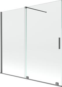 Mexen Velar 2-paneles, elhúzható zuhanyfal 170 x 150 cm, átlátszó, gun metal - 896-170-000-01-95