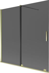 Mexen Velar 2-szárnyú toló fürdőkádi paraván 160 x 150 cm, grafit, arany - 896-160-000-41-50