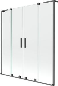 Mexen Velar L Duo kádparaván 2-szárnyas eltolható 160 x 150 cm, átlátszó, gunmetal - 896-160-003-02-95