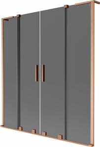 Mexen Velar L Duo kád feletti paraván, 2-szárnyú tolóajtós, 160 x 150 cm, grafit, csiszolt réz - 896-160-003-42-65