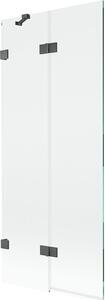Mexen Lunar 2-szárnyú fürdőkád paraván bal 80 x 150 cm, átlátszó, gun szürke kefélt - 897-080-100-66-00-L
