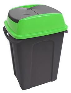 Hippo Billenős Szelektív hulladékgyűjtő szemetes, műanyag, antracit/zöld, 70L