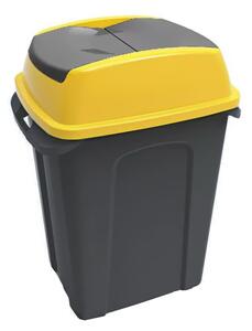 Hippo Billenős Szelektív hulladékgyűjtő szemetes, műanyag, antracit/sárga, 70L