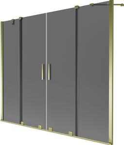Mexen Velar Duo kétszárnyú toló kádparaván 200 x 150 cm, grafit, arany - 896-200-000-42-50