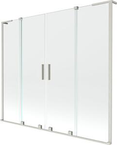 Mexen Velar L Kétrészes csúsztatható kádparaván 200 x 150 cm, átlátszó, szálcsiszolt nikkel - 896-200-003-02-97